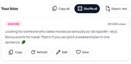 AI dating bio generator step 3