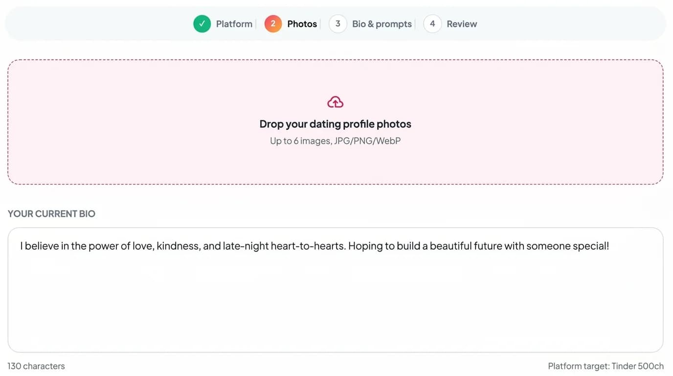 Dating profile review AI step 2